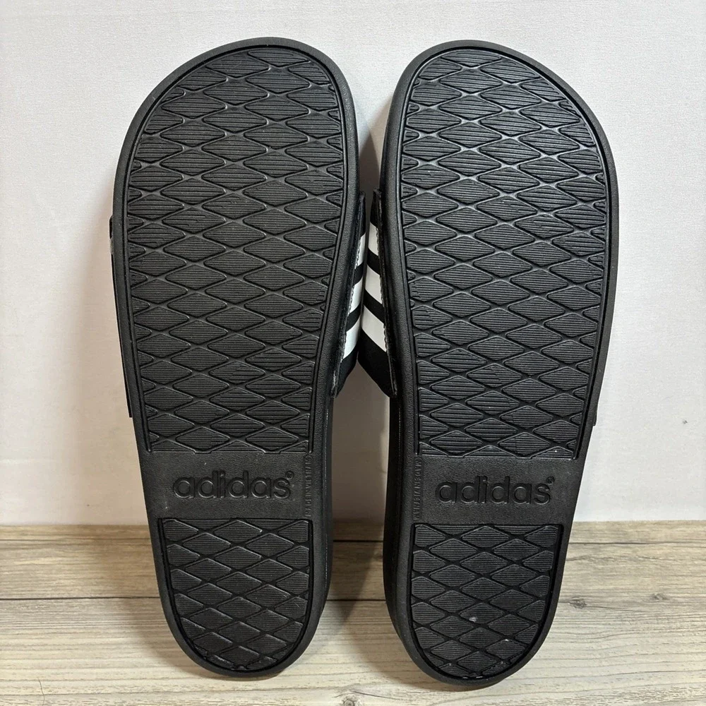 Adidas Adilette Unisex Comfort Shower Slides Men US 10 Women US 11 Black / White